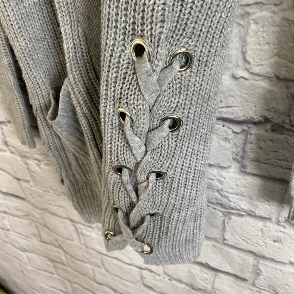 ARIZONA JEANS Grey Open Front Knit Cardigan - Picture 5 of 8